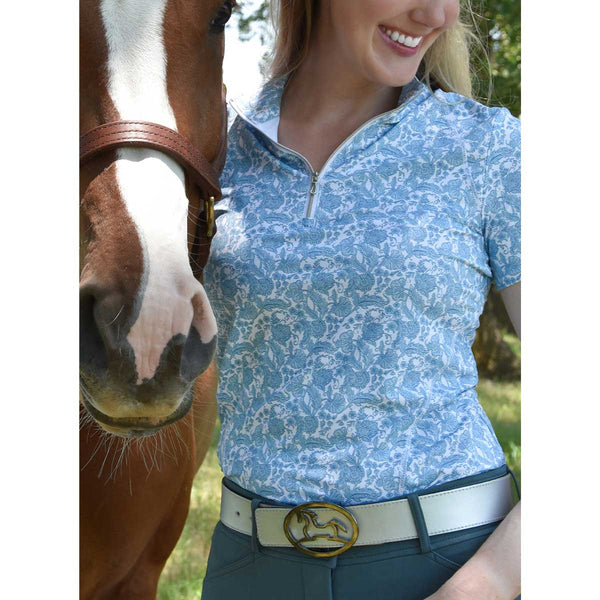 RJ Classics Lucy Paisley Quarter Zip Short Sleeve Ladies Top